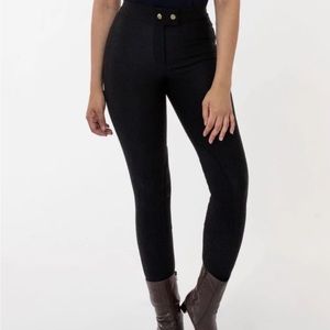 American Apparel Womens Nylon Riding Pants Size M Black Hi Rise Skinny Stretch